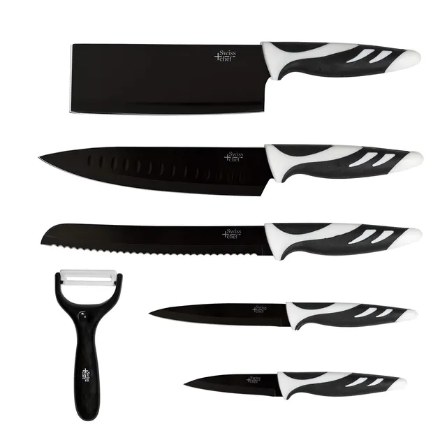 cecotec-juego-de-6-cuchillos-swiss-chef-profesionales-de-estilo-suizo-en-negro-a image 1