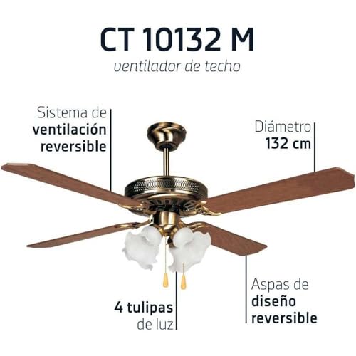 orbegozo-ct-10132-m-ventilador-de-techo-con-luz-4-aspas-reversibles-de-madera-13 image 7