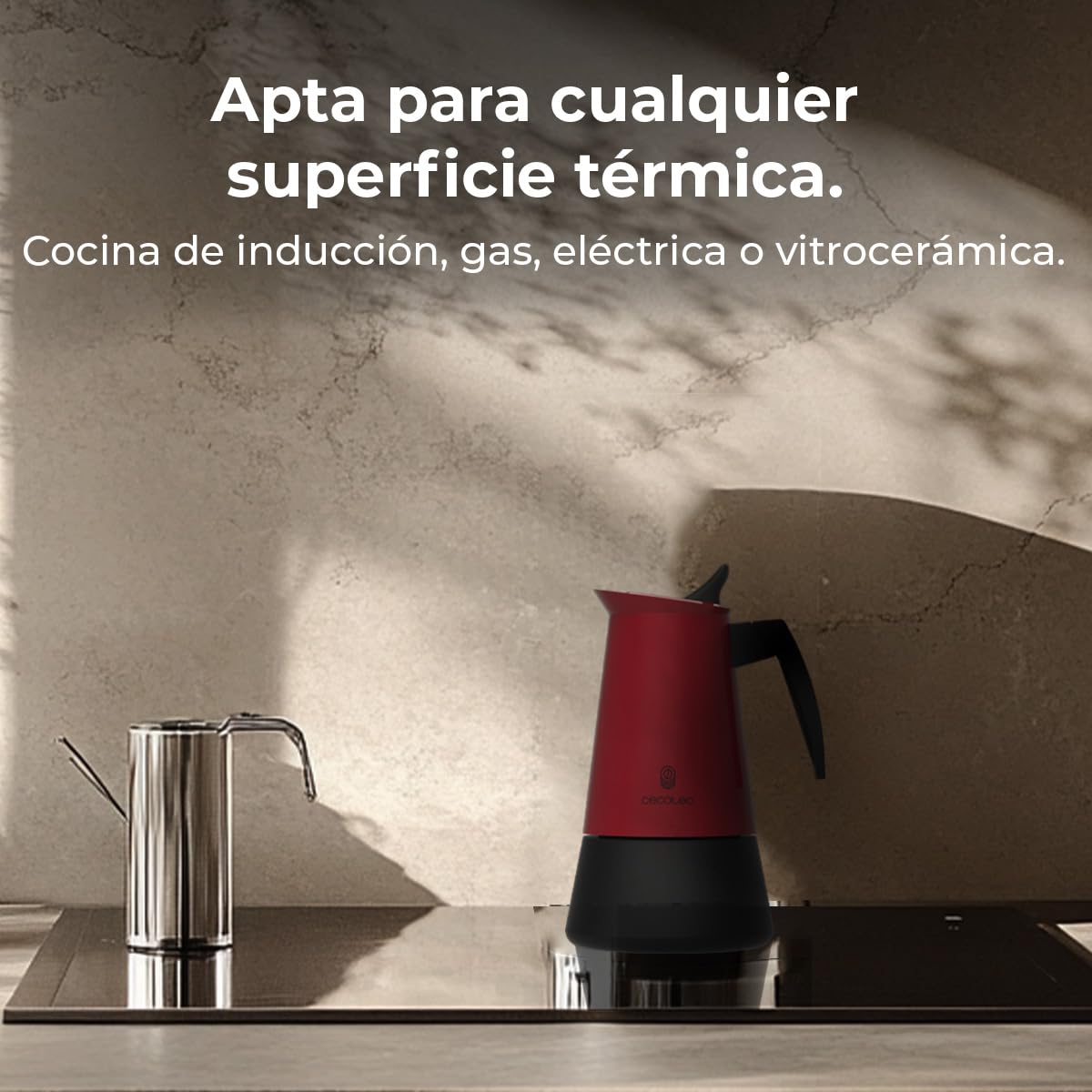 cecotec-cafetera-italiana-piccolina-400-red-acero-inoxidable-200-ml-4-tazas-apta image 3