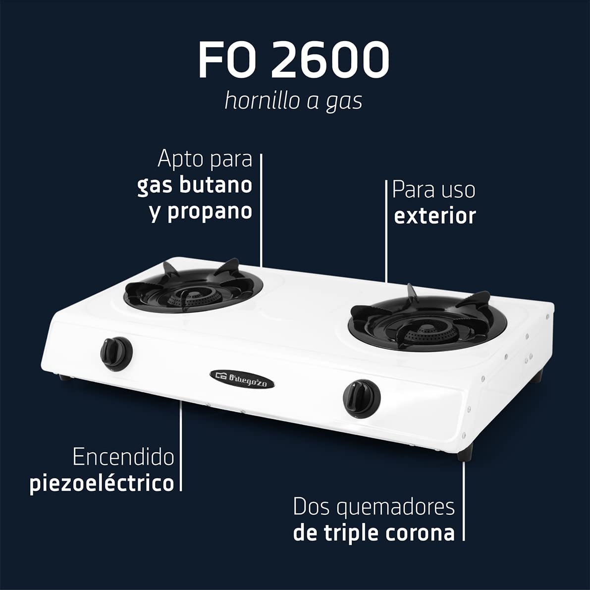 orbegozo-fo-2600-hornillo-a-gas-de-2-quemadores-de-triple-corona-3-2-kw-3-2-kw-b image 2
